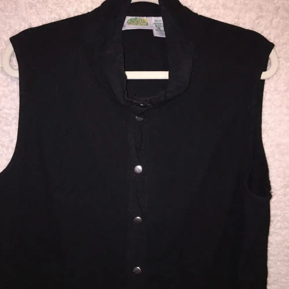 Vintage Collections ETC. snap closure black organic cotton XL Vest jacket shirt - Picture 3 of 8